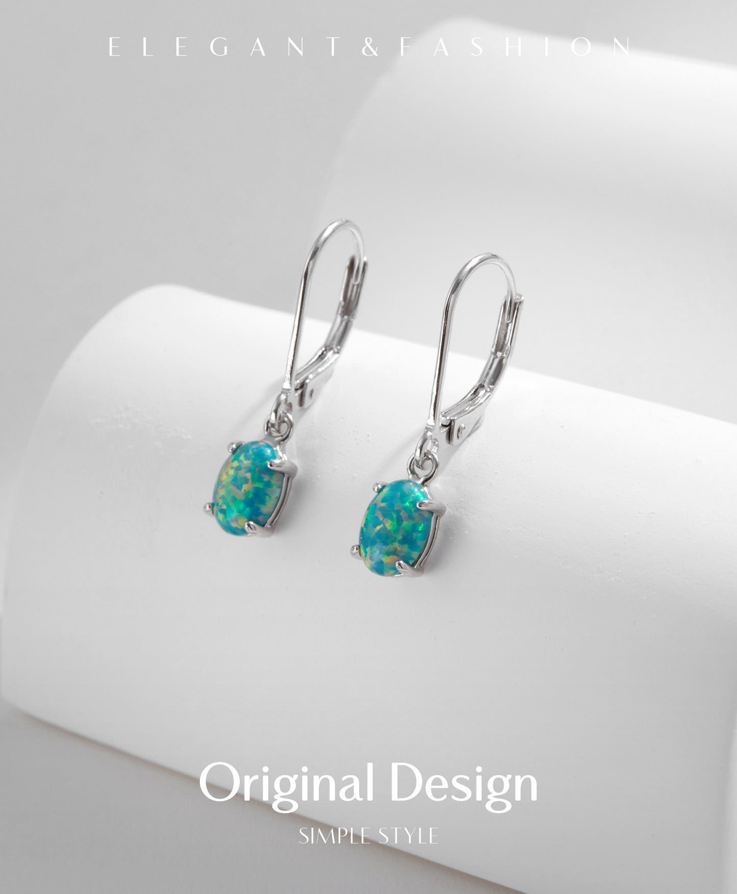 Planderful Everyday Genie Opal Earrings – Elegant Sterling Silver Design