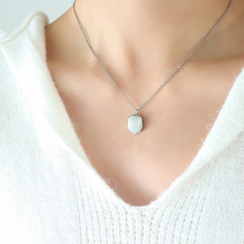 Chic Titanium Pendant Necklace with Brushed Finish - Elegant Women's Jewelry Piece