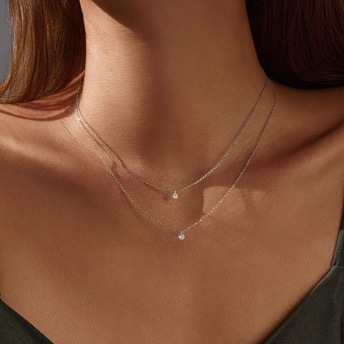 925 Sterling Silver Minimalist Moissanite Pendant Necklace