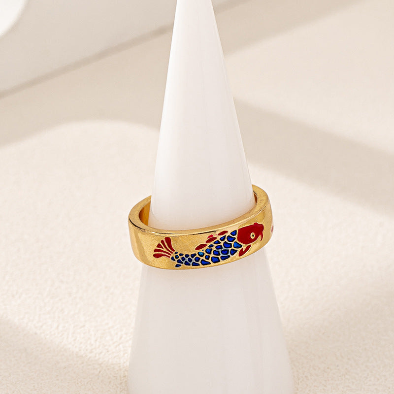 Stylish Red Koi Metal Ring For Women By Planderful