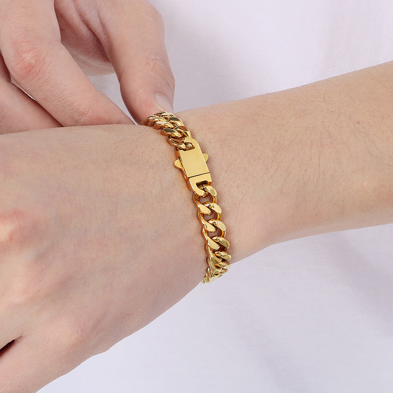 Planderful Everyday Genie Mens Stainless Cuban Bracelet