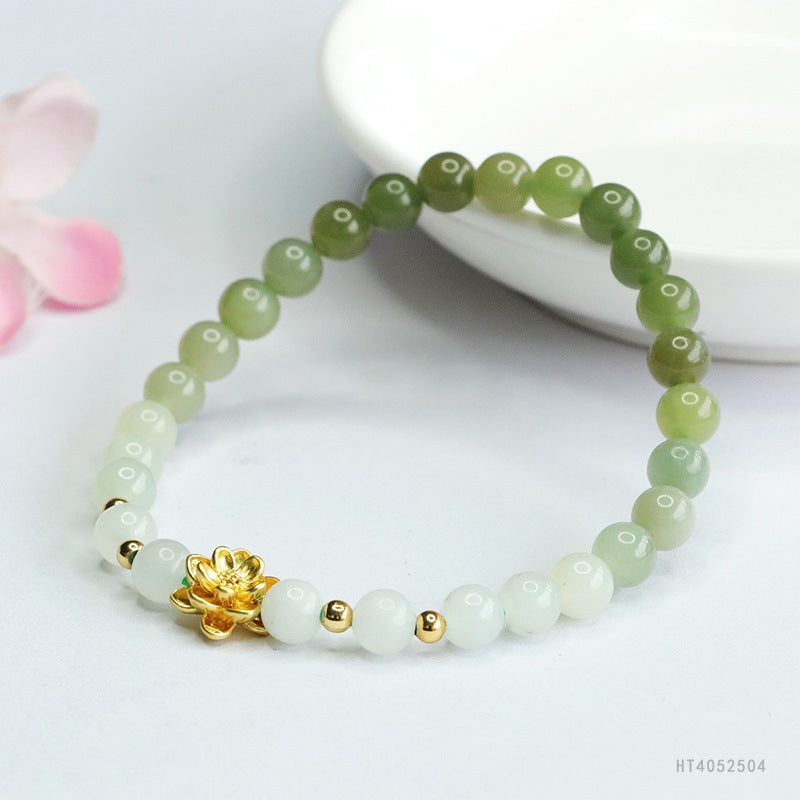 Hetian Jade Lotus Bracelet