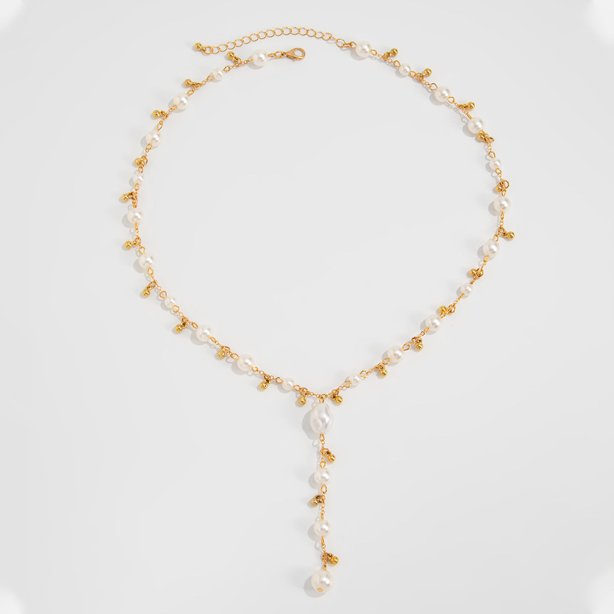 Lava Cross & Ocean Pearl Fringe Necklace