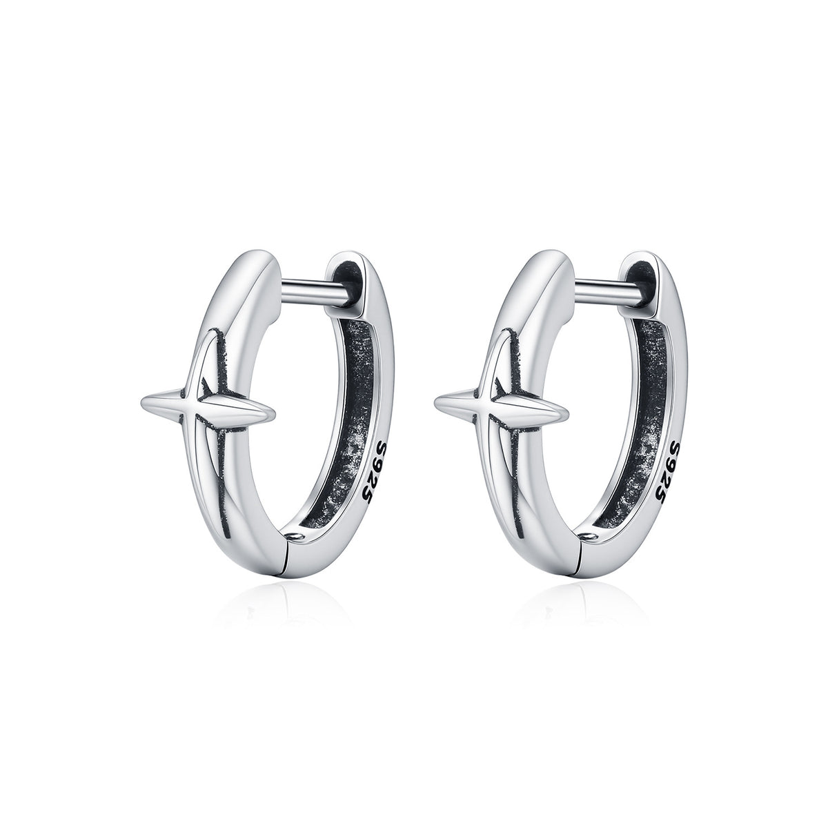 925 Sterling Silver Cross Hoop Earrings