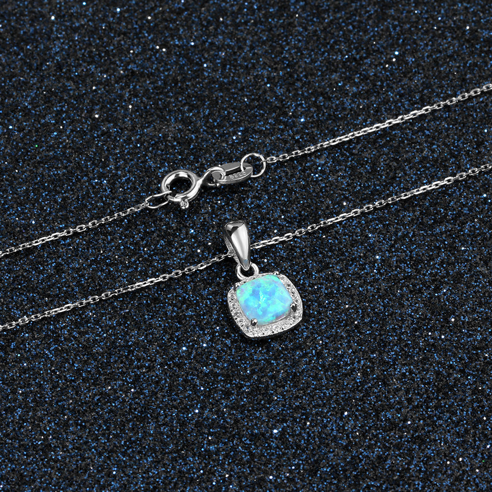 Planderful Jewelry Opal Necklace In Sterling Silver