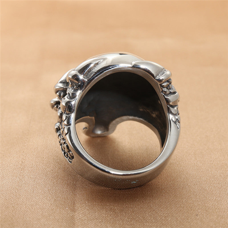 Titanium Steel Skull Ring for Men - Retro Trendy Dragon Claw Design - Personalized Accessories