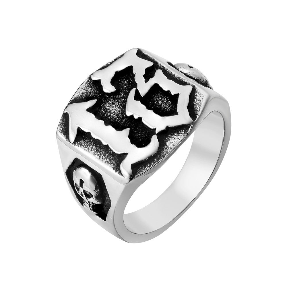 Retro Number 13 Skull Titanium Steel Ring