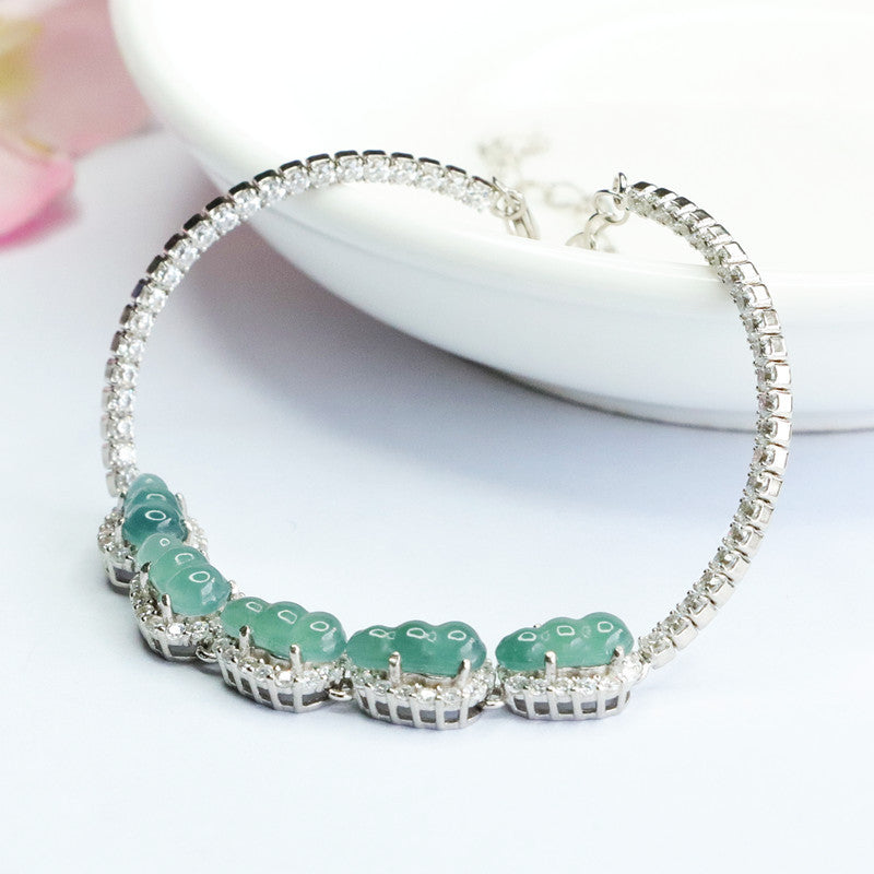 Blue Water Jadeite Four-Season Bean Bracelet