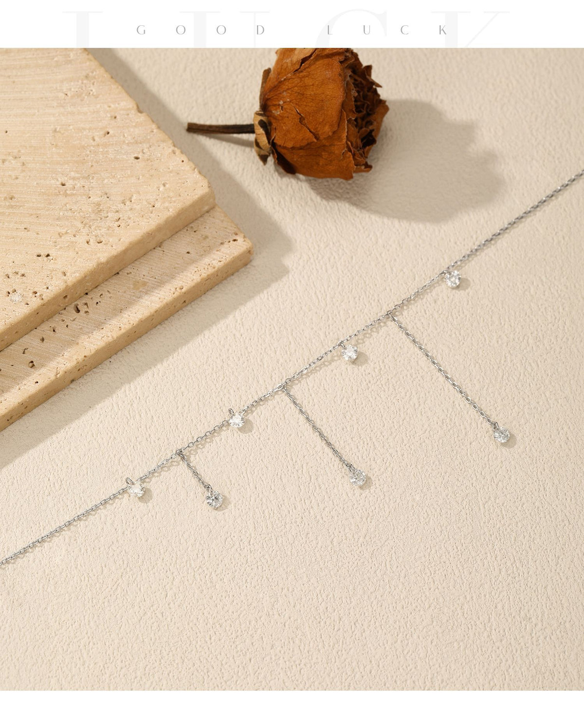 925 Sterling Silver Tassel Geometric Moissanite Necklace