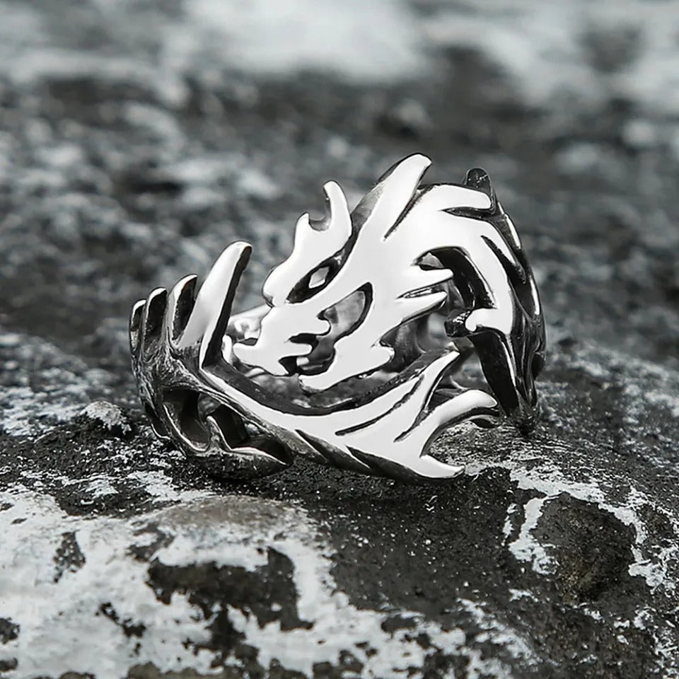 Punk Dragon Stainless Steel Men's Ring