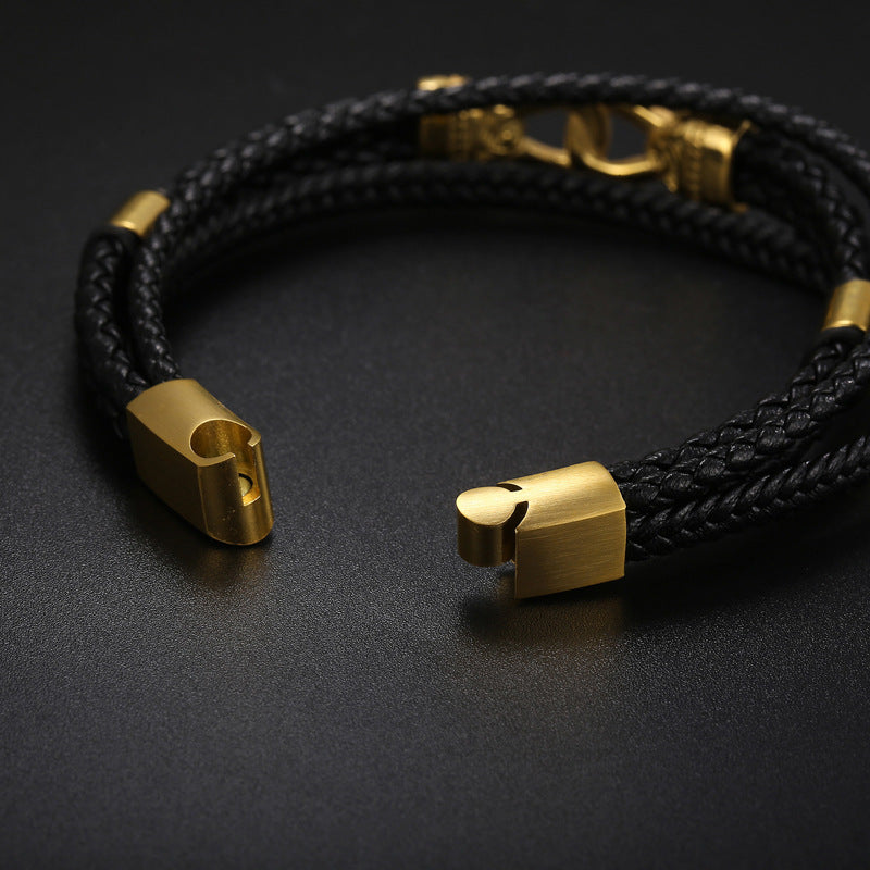 Planderful Men Magnetic Leather Bracelet Engraved Totem