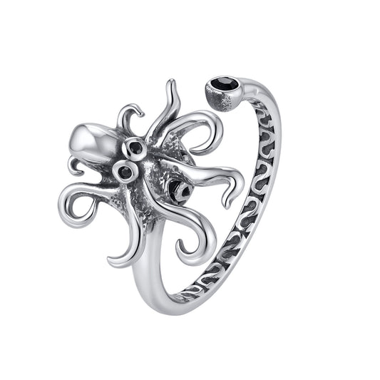 Stainless Steel Vacation Wear Rotating Octopus Octopus Open Ring Neutral