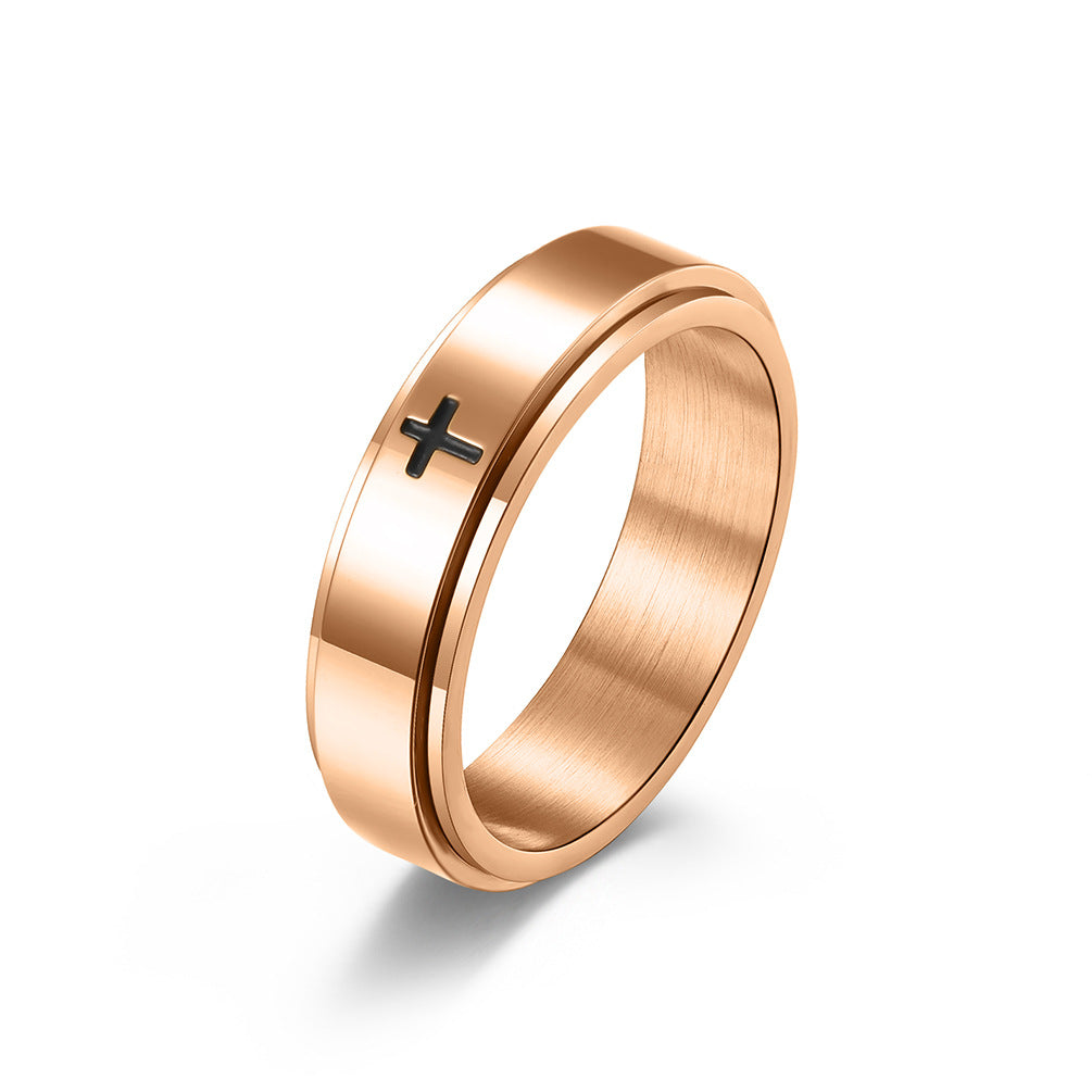 Steel Ring - Elegant Cross Rotating Ring for Couples, Anxiety Relief, Fade-Resistant