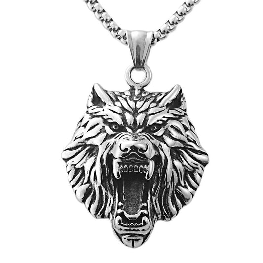 Personalized Titanium Steel Lion Head Pendant Necklace for Men - Retro Punk Style
