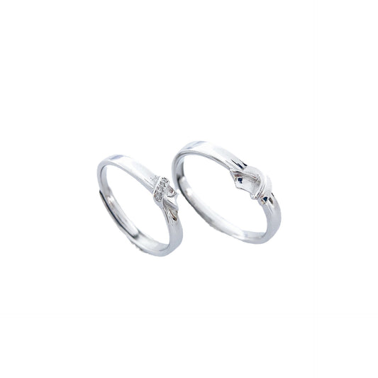 S925 Sterling Silver Concentric Knot Couple Ring — Adjustable