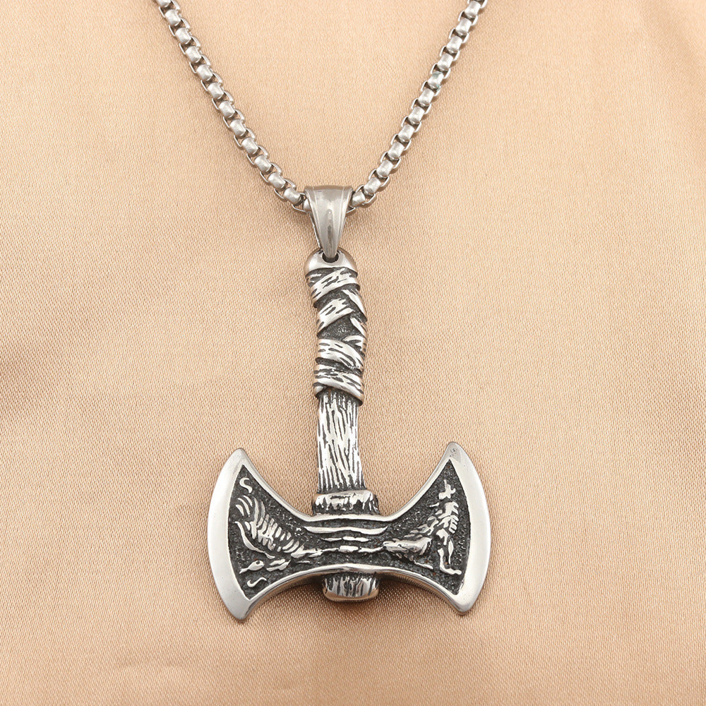 European And American Stainless Steel Double Axe Pendant
