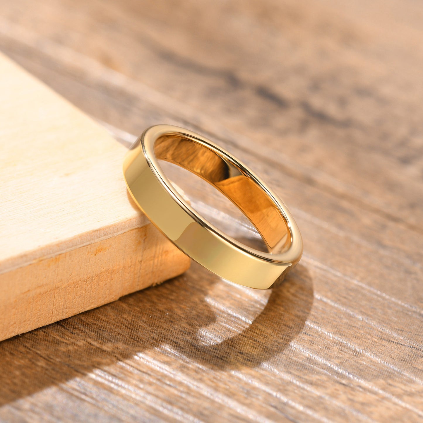 Tungsten Steel Glossy Ring Gold 2mm 4mm 6mm 8mm Plain Ring
