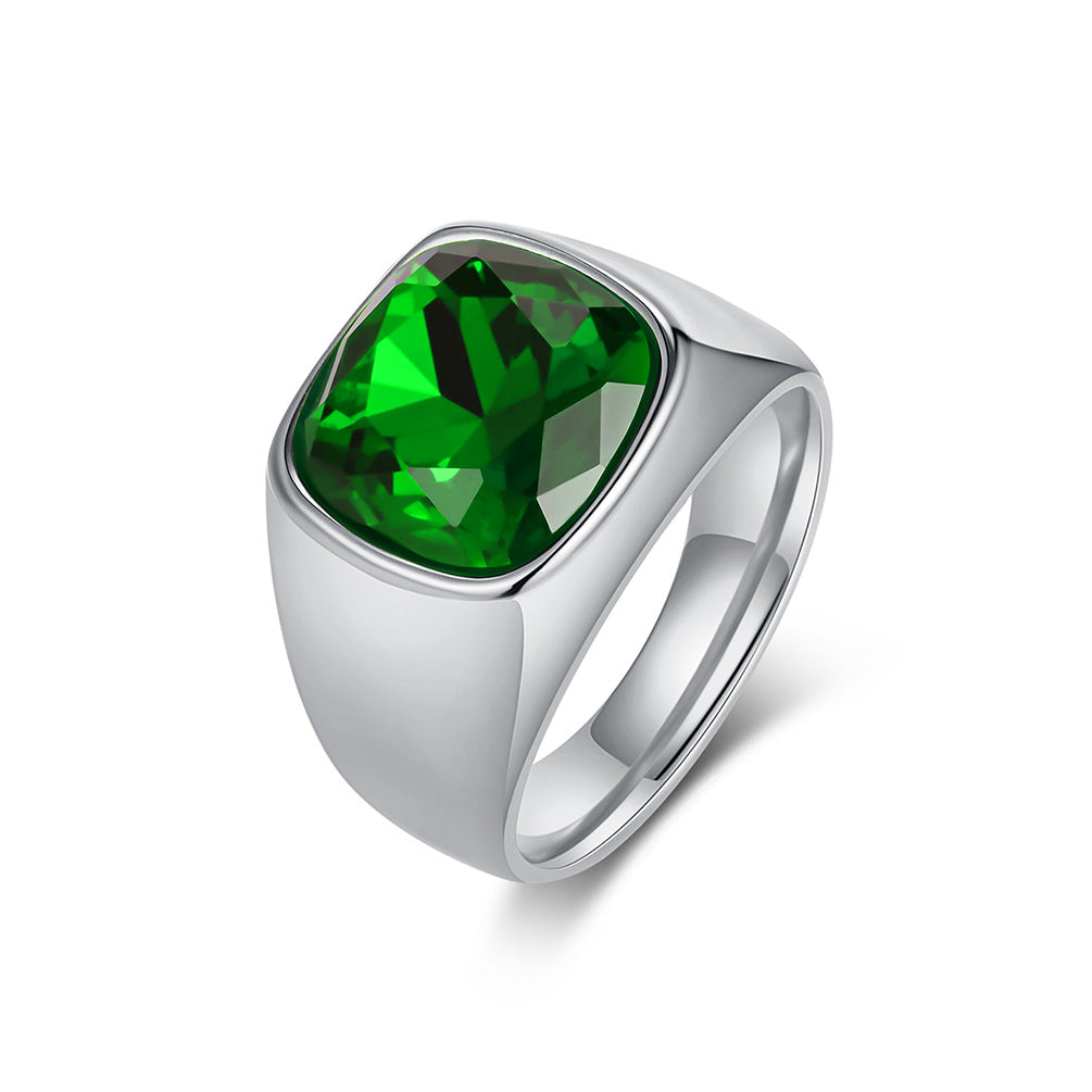 Black Gemstone Zircon Stainless Steel Ring Unisex