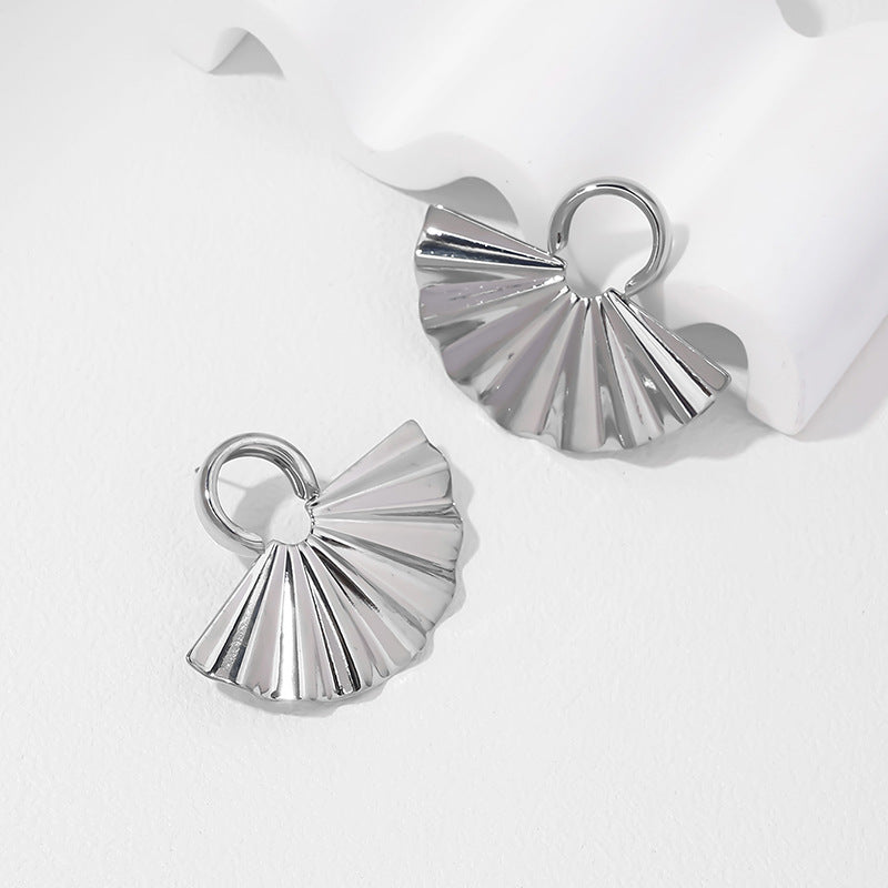 Chic Metal Fan Pleated Texture Earrings - Vienna Verve Collection