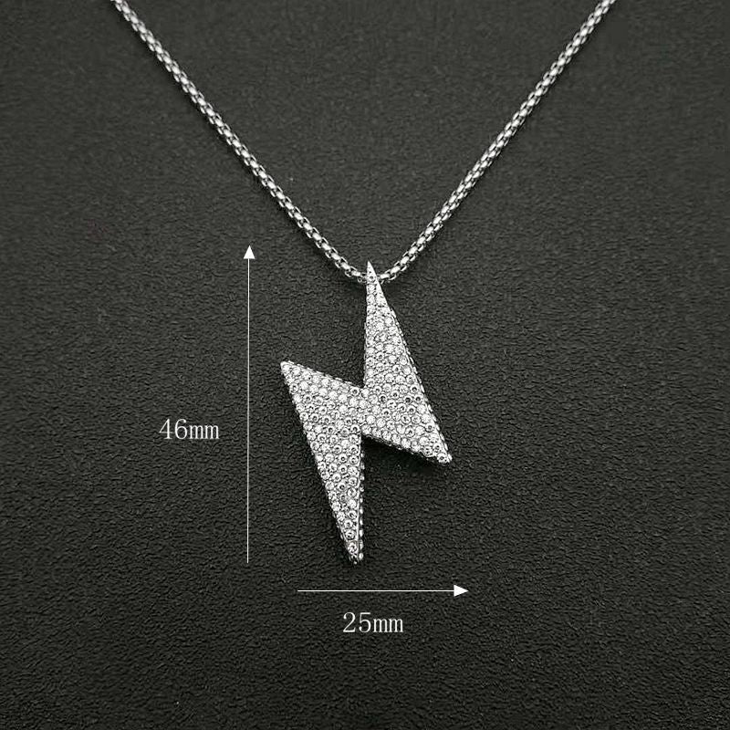 Stainless Steel Hip Hop Necklace From Planderful Everyday Genie With Gold Plated Zircon Lightning Pendant For Men