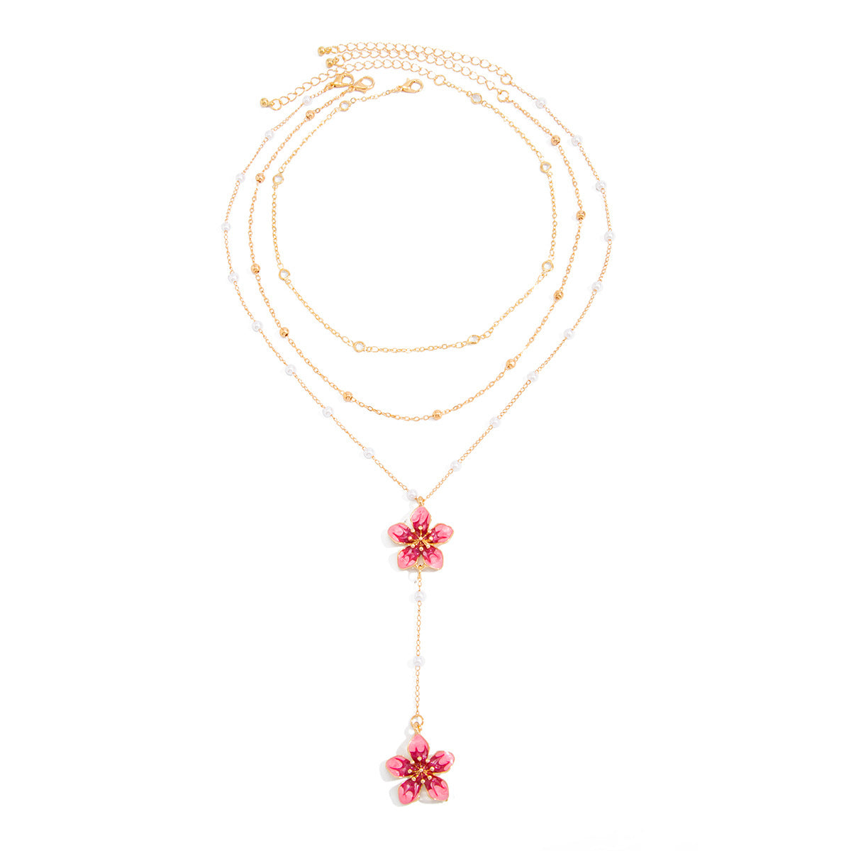 Crystal-Style Dripping Flower Y-Necklace