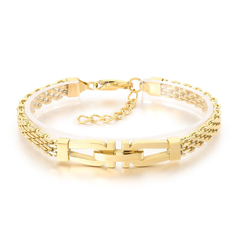 Style Adjustable Day Buckle Woven Bracelet – Daily Stainless Steel Cross Chain Men's
