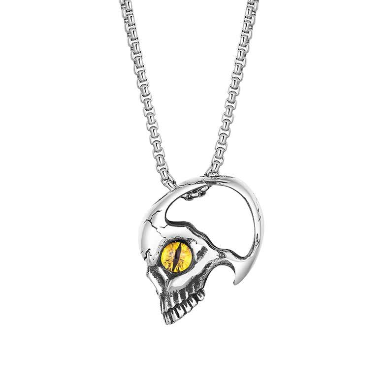 Steel Necklace - Statement Skull Eye Retro Hip Hop Style Niche Accessory Planderful