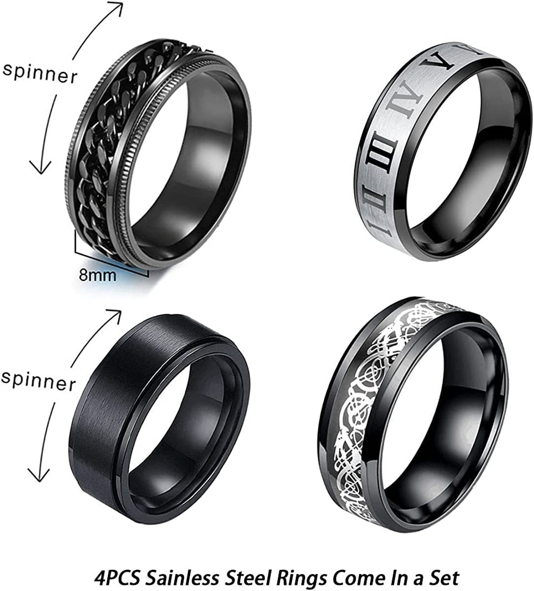 Stainless Steel Rotating Decompression Ring Set with European and American Design