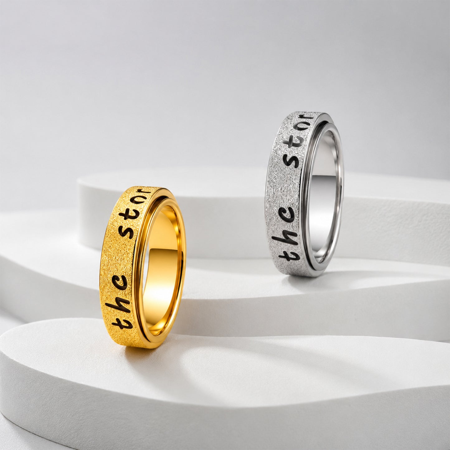 Planderful Premium Rotatable Stainless Steel Ring Decompression For Couples Unisex Everyday Genie