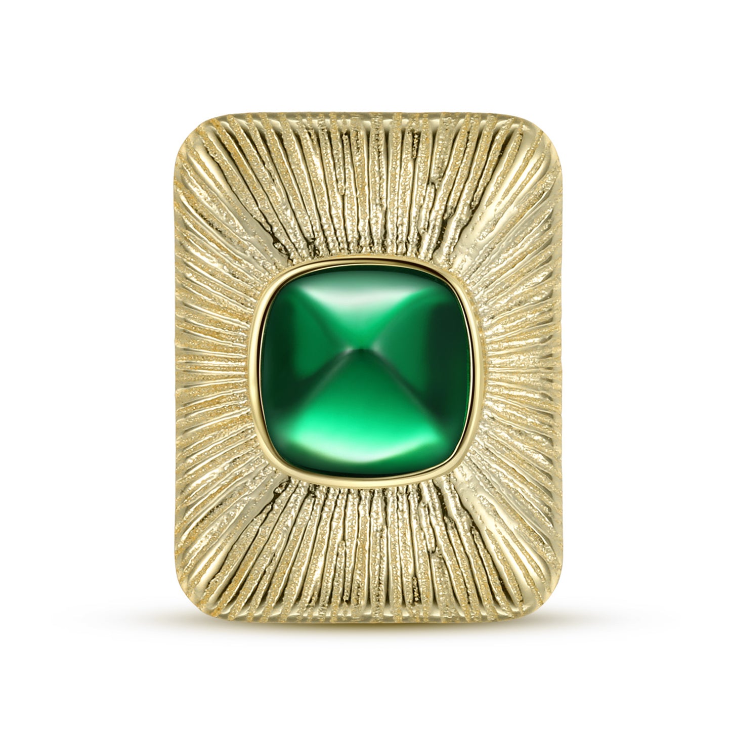 Retro Brushed Rectangle Pendant Cushion Cut Green Zircon Silver Necklace