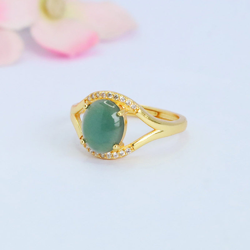 Blue-Water Jadeite Angel Eye Ring