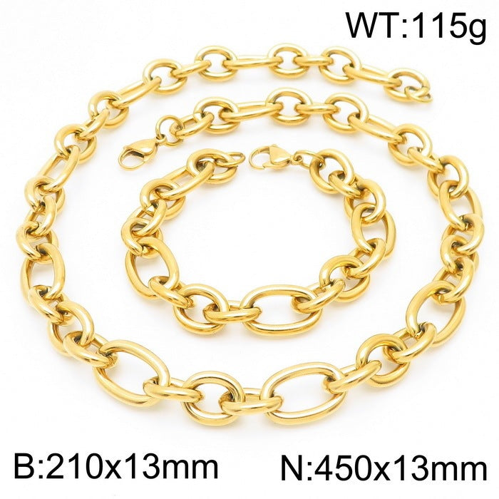 Source Factory Commuter Stainless Steel O Chain Necklace Bracelet Men's Multi-Size 7/10/13 Mmo