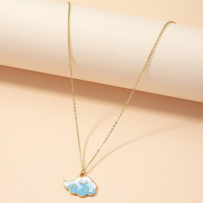 Blue Sky and Cloud Necklace with European Influence