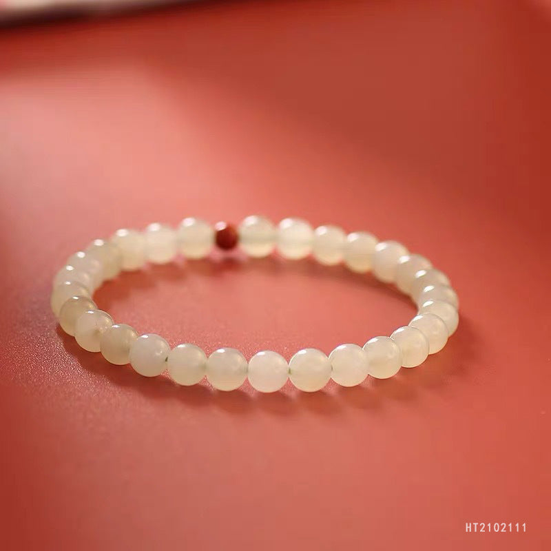 Hetian Jade & Red Agate Beaded Bracelet