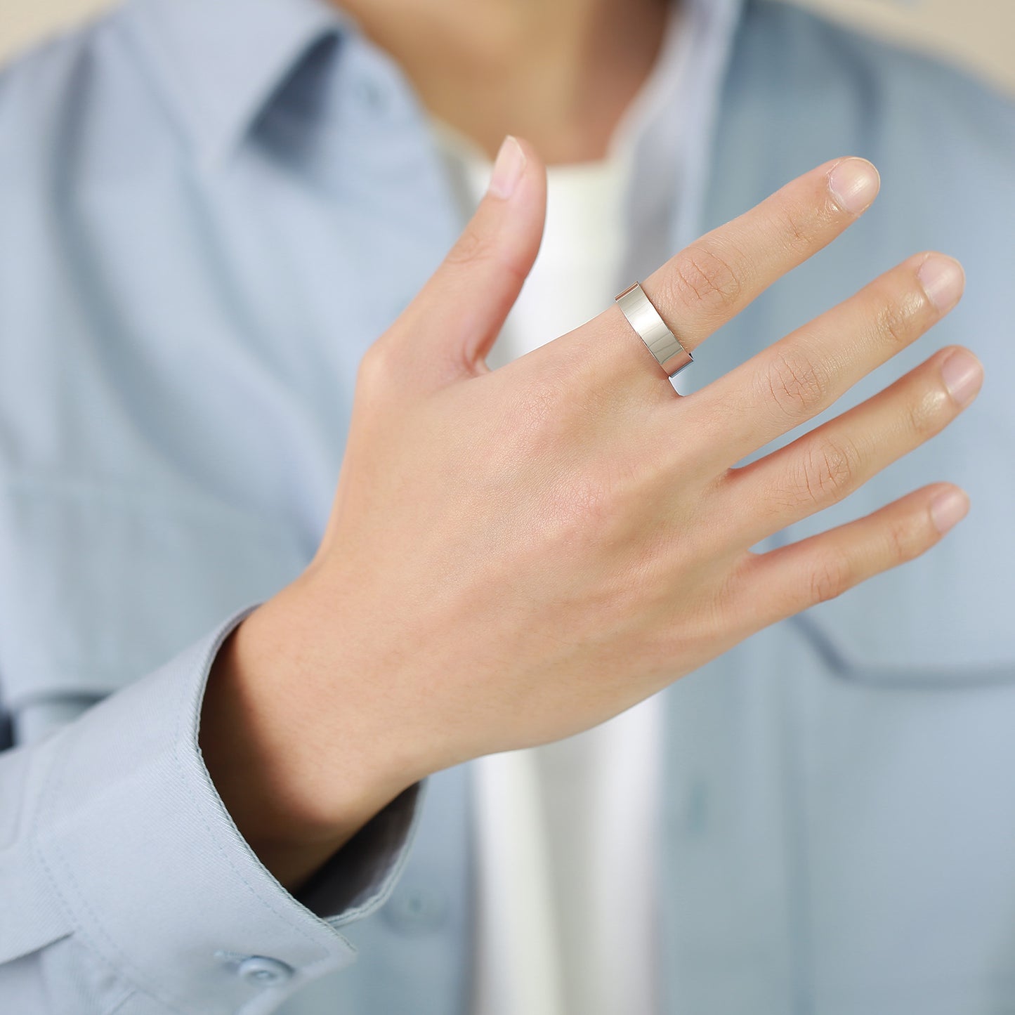 Stainless Steel Bare Body Plain Opening Adjustable Ring Steel Color for Men and Women Jewelry Wholesale