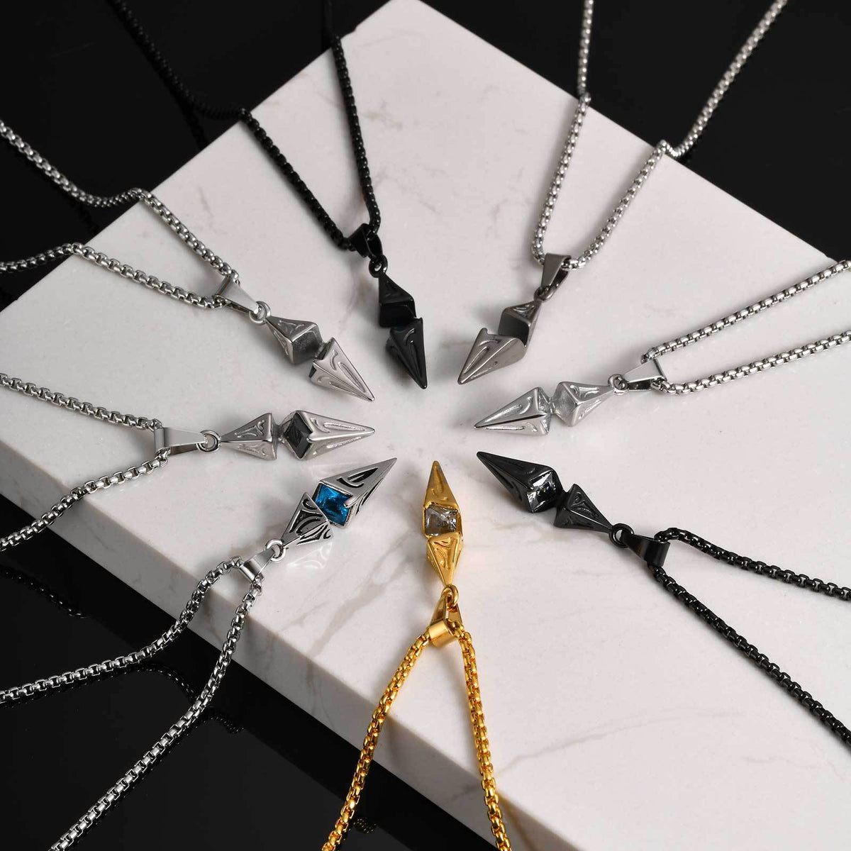 Cross Zircon Geometric Stainless Steel Necklace for Men