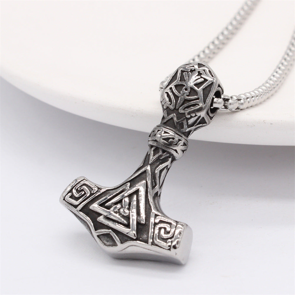 Planderful Viking Triangle Pendant Unisex Titanium Steel Shield Protection Statement Retro Bold Design