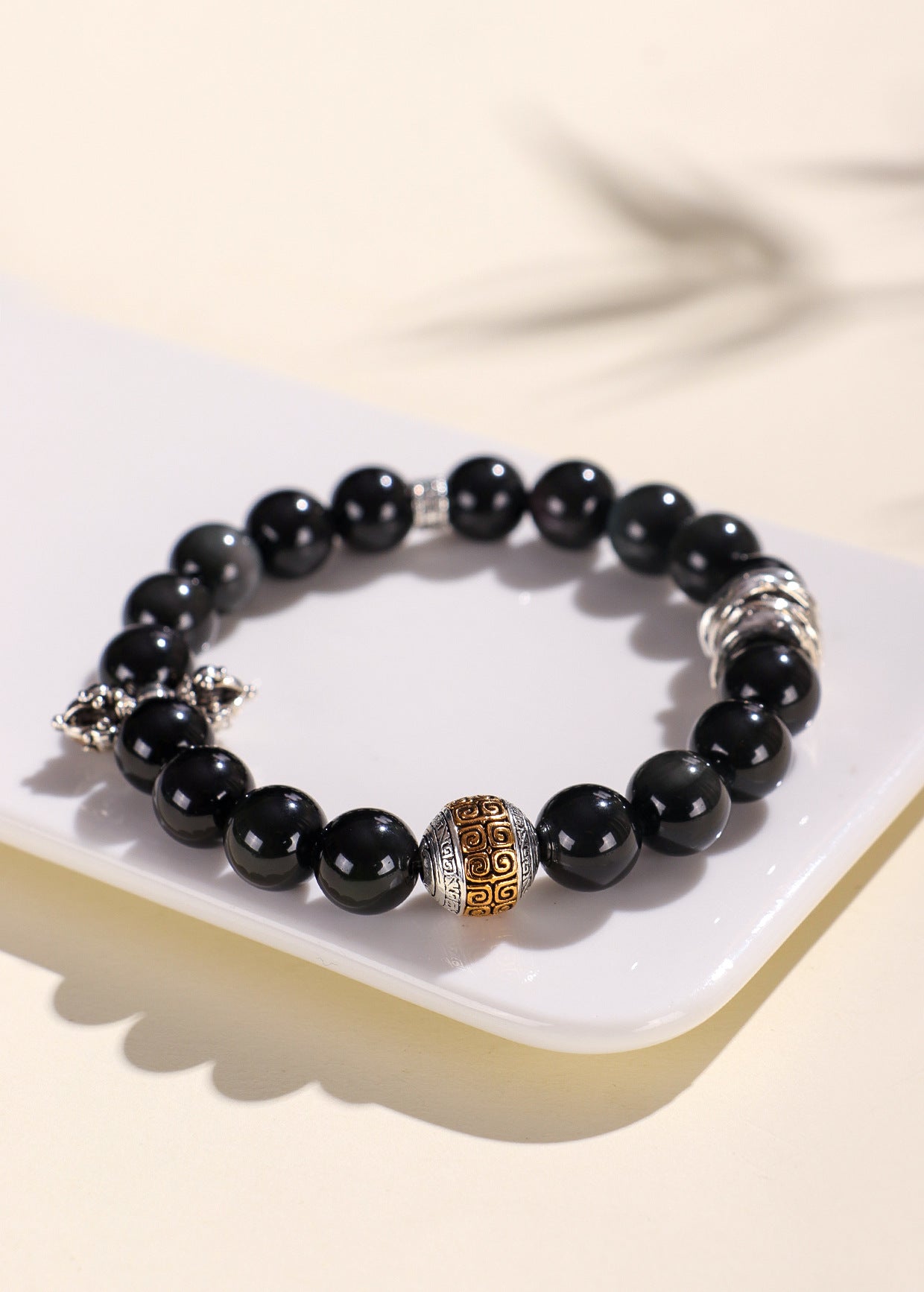 Planderful Fortune's Favor Bracelet – Stylish Couple's Design with Obsidian Gemstones