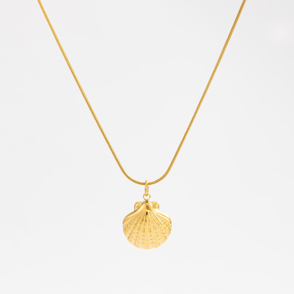 Stainless Steel Thin Chain Flower Collarbone Necklace Ocean Wind Conch Shell Star
