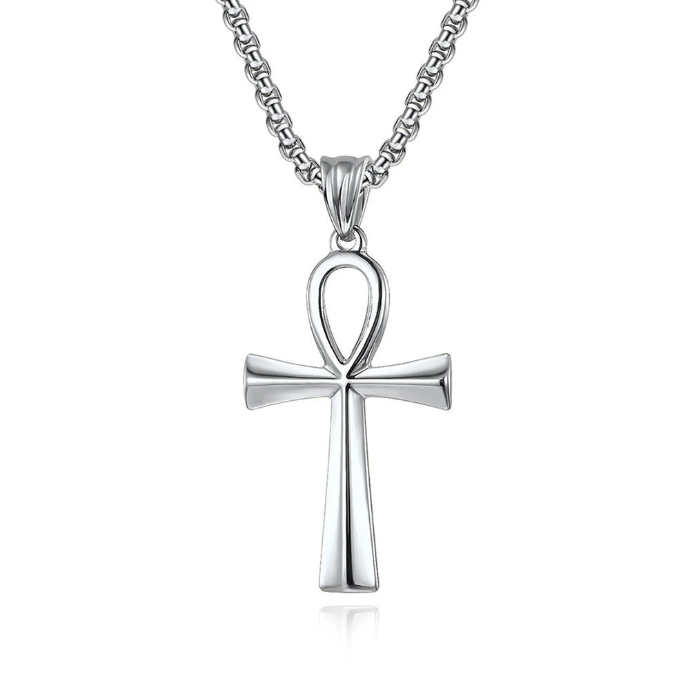 Punk Cross Egyptian Stainless Steel Men's Pendant Necklace