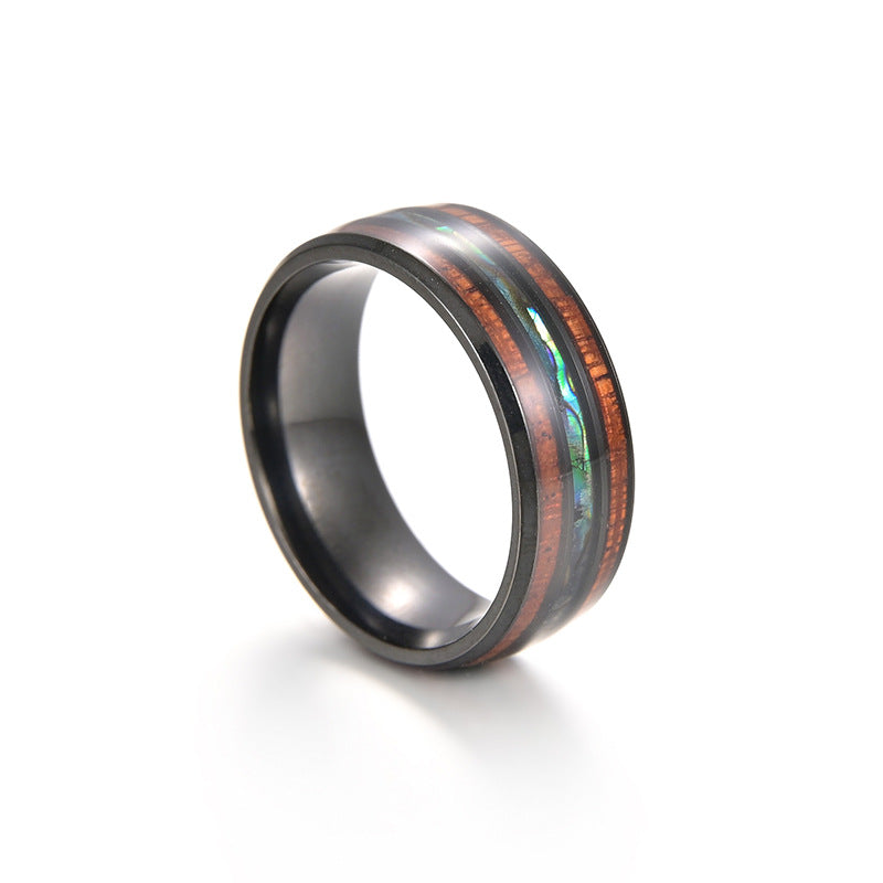 Natural Element Hawaiian Acacia Wood and Titanium Steel Men's Ring