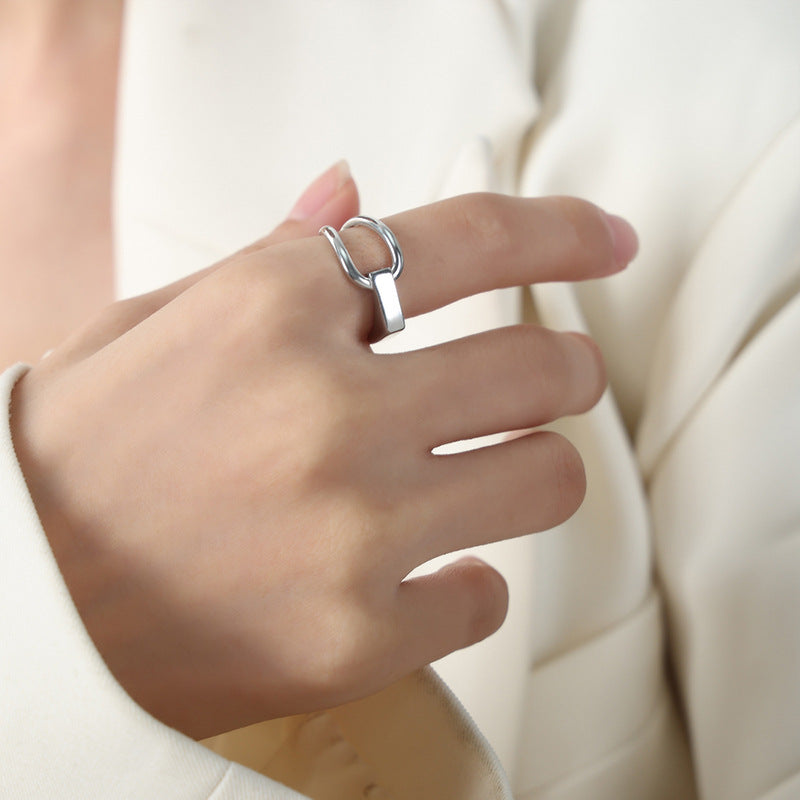 Chic Titanium Steel Gold-Plated Open Ring for Women