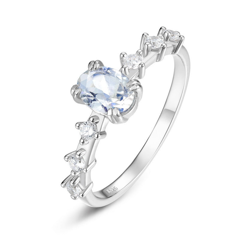 S925 Sterling Silver Blue Moonstone Ring