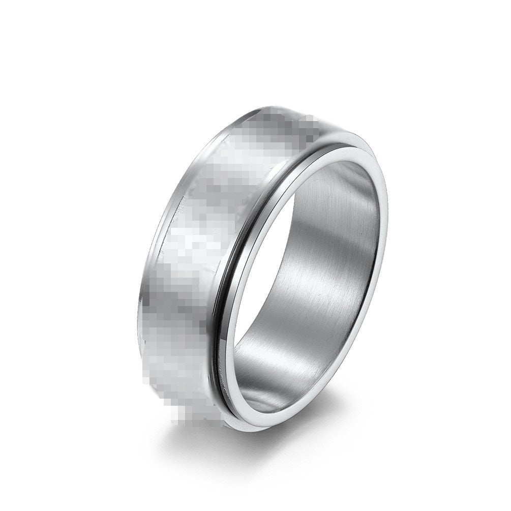 Planderful Rotatable Cross Stainless Steel Ring With Dynamic Decompression For Unisex Everyday Wear