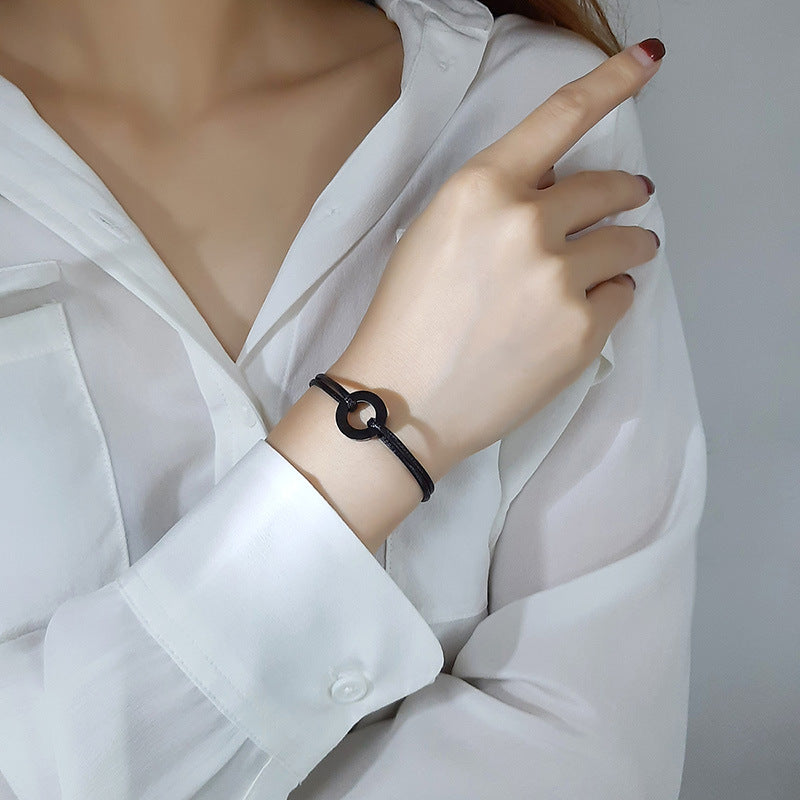 Jewelry Circle Stainless Steel Woven Bracelet Adjustable Length for Men