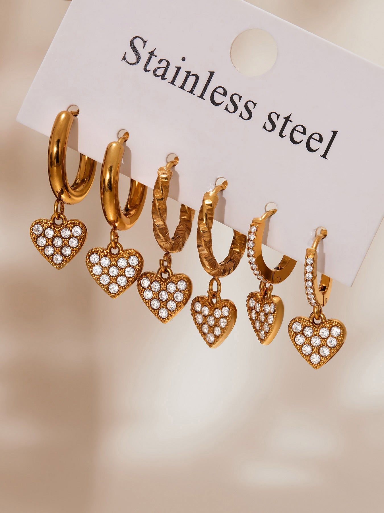 Planderful Peach Heart Hollow Titanium Earrings For Women