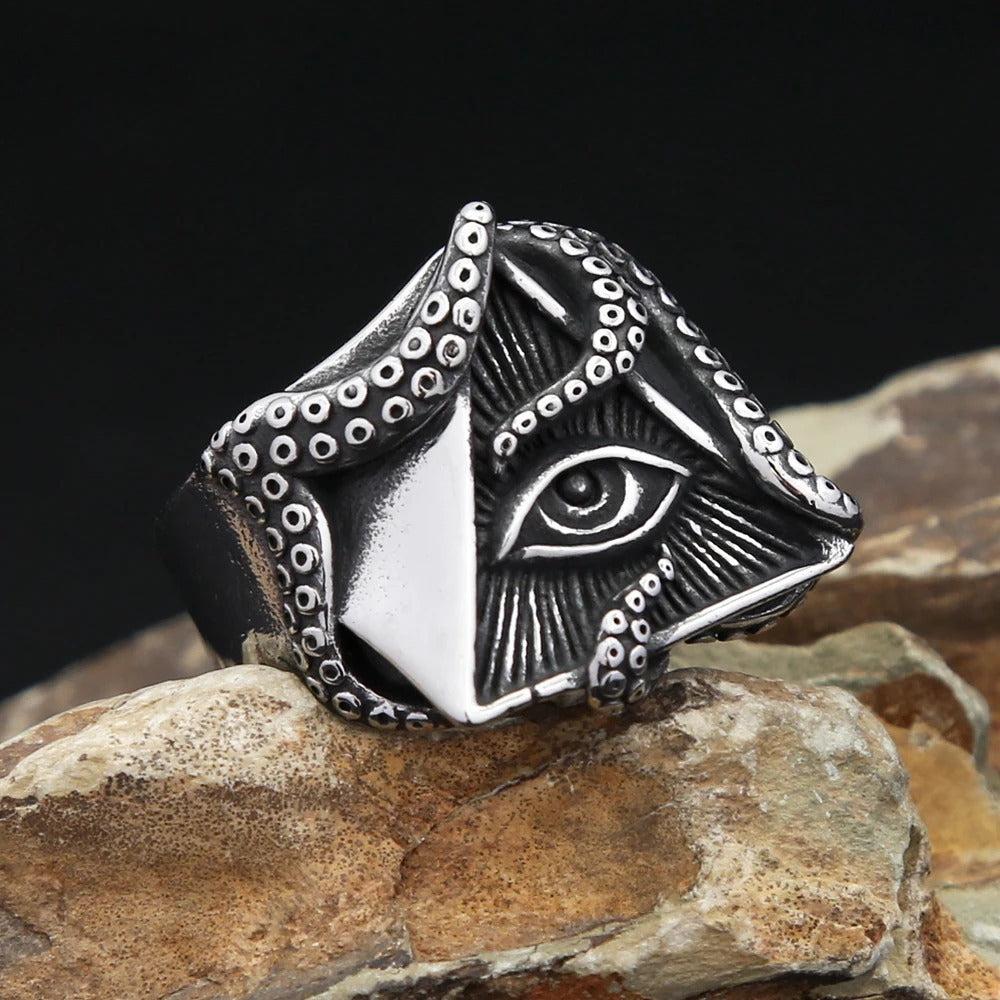 Eye of Horus Octopus Stainless Steel Men's Ring