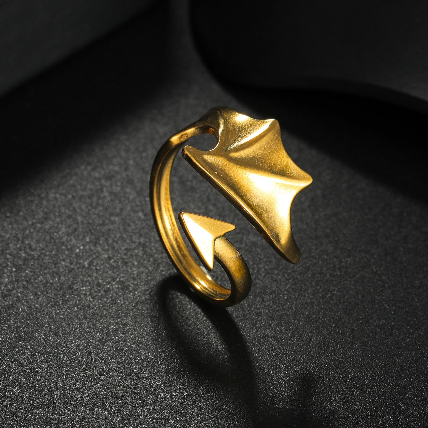 Planderful Everyday Genie Angel Wings Ring Unisex Adjustable Stainless Steel Protection Statement Couple Ring