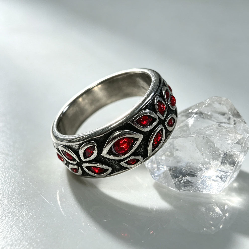 Wanfa Demon Eyes Titanium Steel Does Not Fade Inlaid Rhinestone Men's Ring Oriental Ring