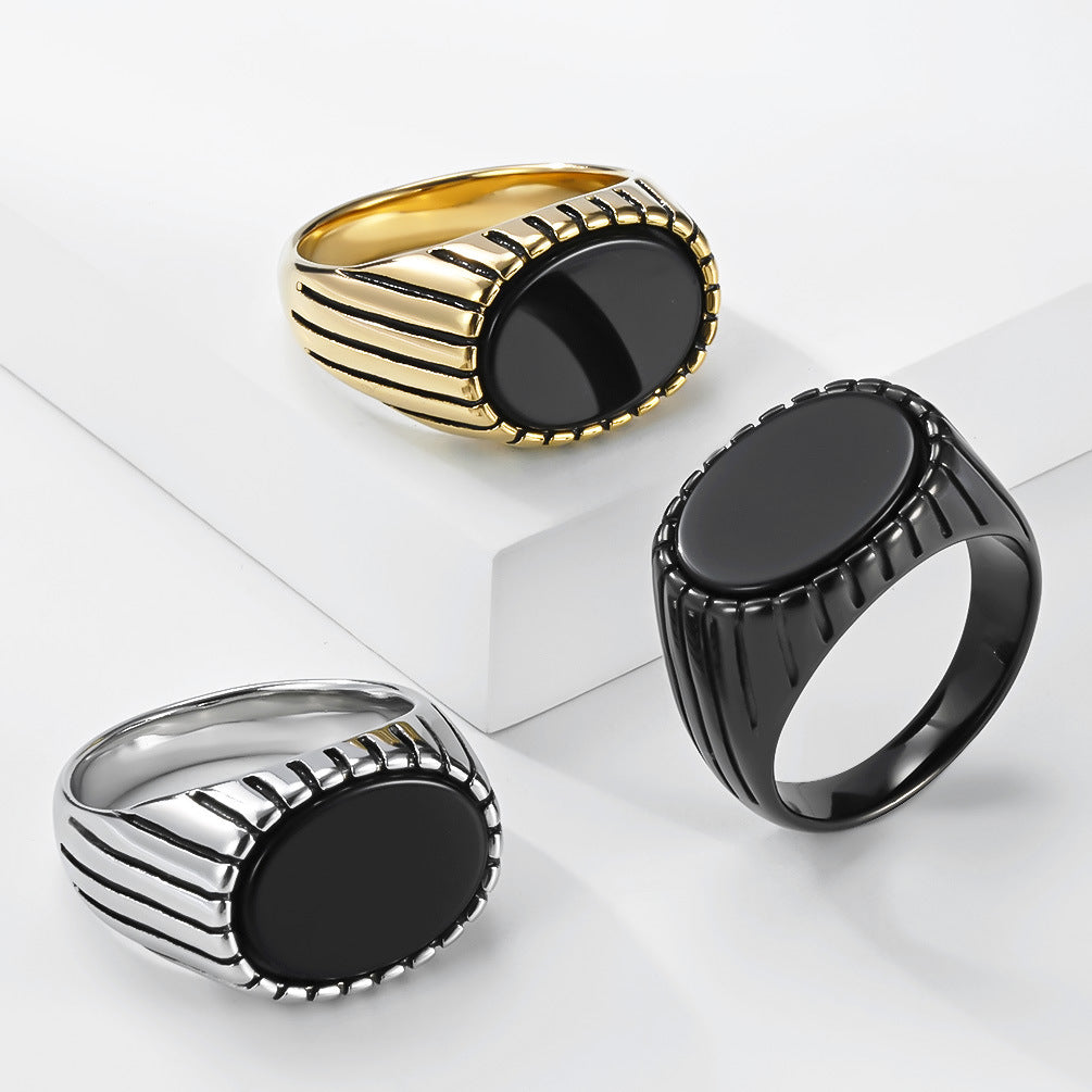 Vintage Black Stainless Steel Ring
